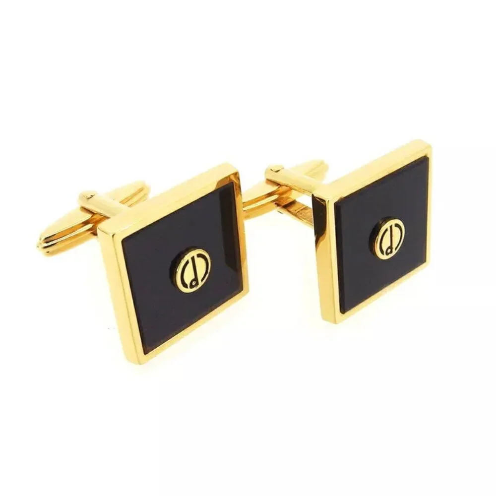 DUNHILL Cuffs D Mark Gold Bracket Authentic
